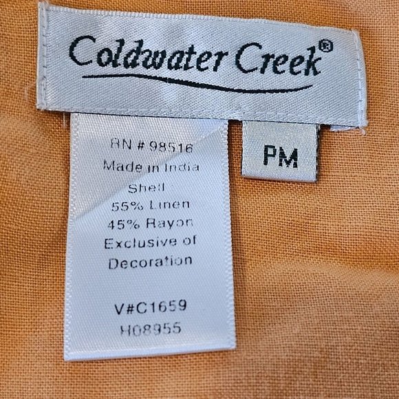 Y2K‎ Medium Sherbert Orange Artsy Textured Jacket Linen Blend Lightweight Boho - Picture 8 of 9